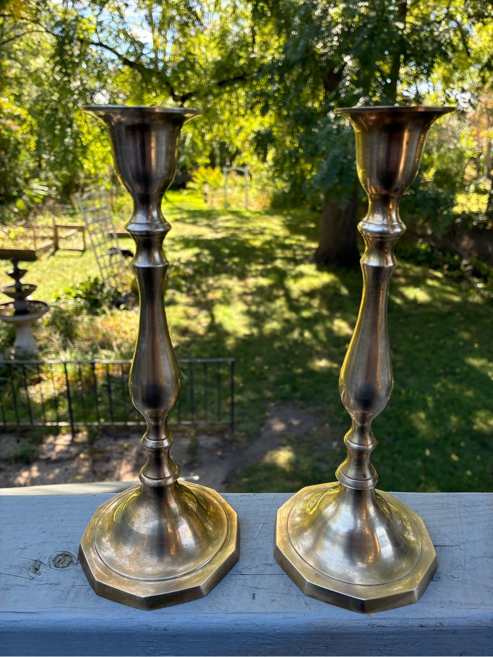 Pair Of Vintage Brass Candlestick Holders 8”